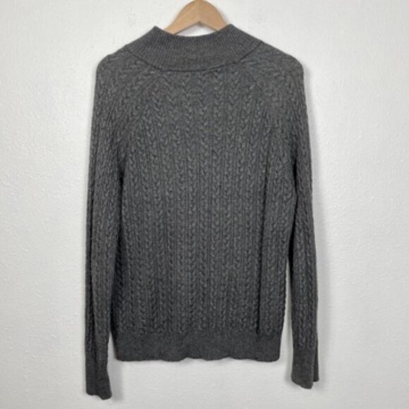 LINK Grey Cashmere & Angora Cotton Blend 1/4 Zip Cable knit Sweater Size: XL - Picture 4 of 7